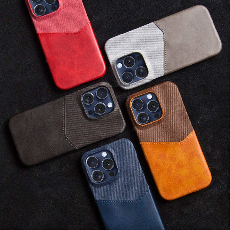 Leather Card Holder Phone Case With Textured Finish