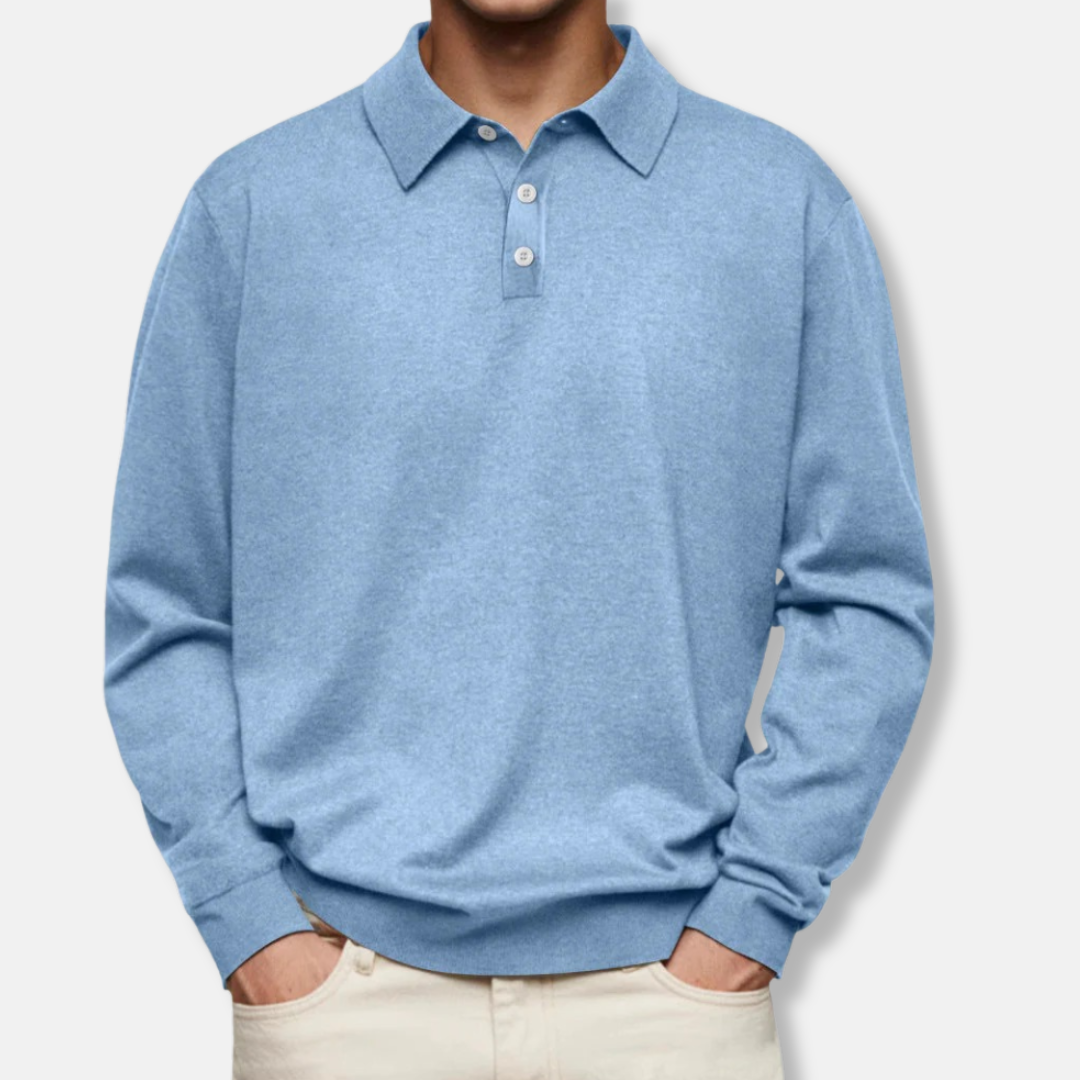 Giovanni Relaxed Fit Polo Shirt | Long Sleeve Collared Polo Shirt