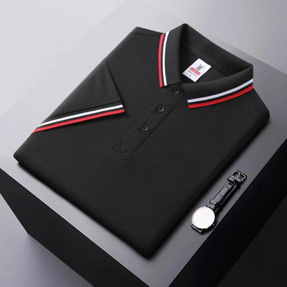 Men's polo – Regular fit – Breathable fabric – Striped collar casual style
