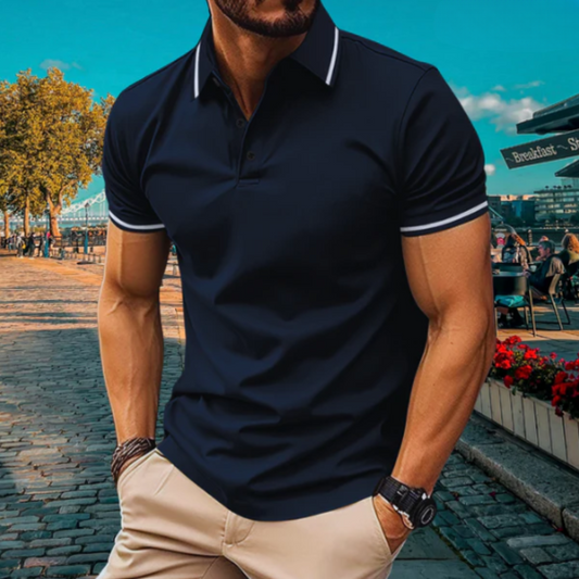 Men's polo – Slim fit – Soft knit – Ribbed collar – Elegant short sleeves
