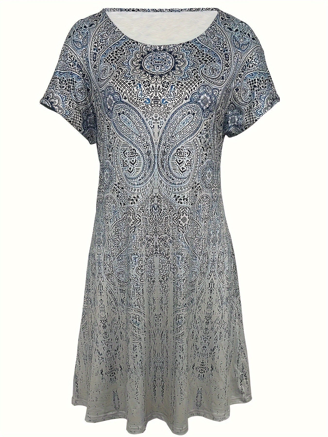 Women's short dress – Relaxed fit – Short sleeves – Breathable fabric – Round neck