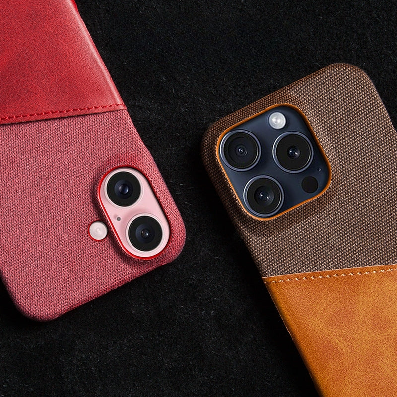 Leather Card Holder Phone Case With Textured Finish