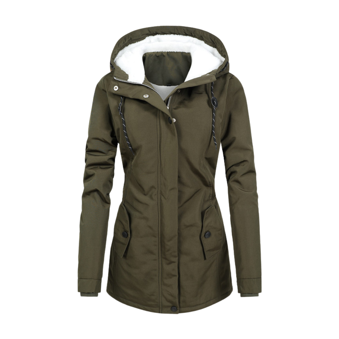 Women's Winter Jacket – Hooded – Sherpa Lining – Mid-length - Waterproof Blend