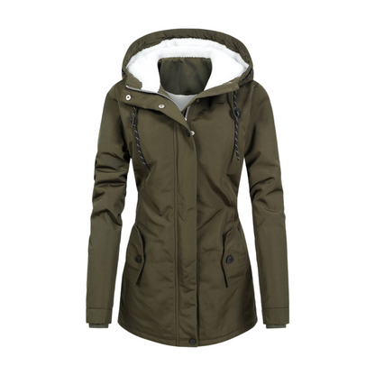 Women's Winter Jacket – Hooded – Sherpa Lining – Mid-length - Waterproof Blend