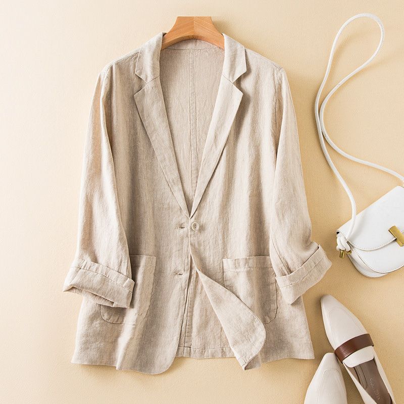 Relaxed Fit Linen Blazer for Women – Casual & Comfortable