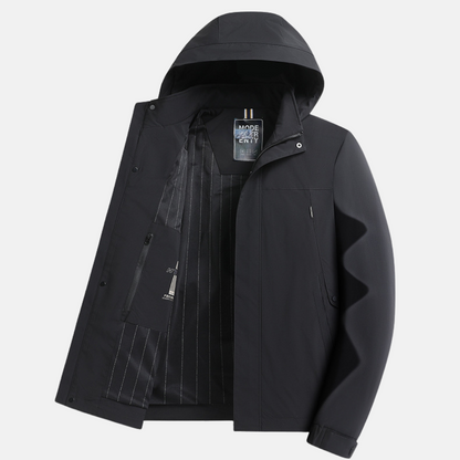 Men's hooded jacket – Relaxed fit – Water-repellent fabric – Zipper closure with flap – Lined inner pocket