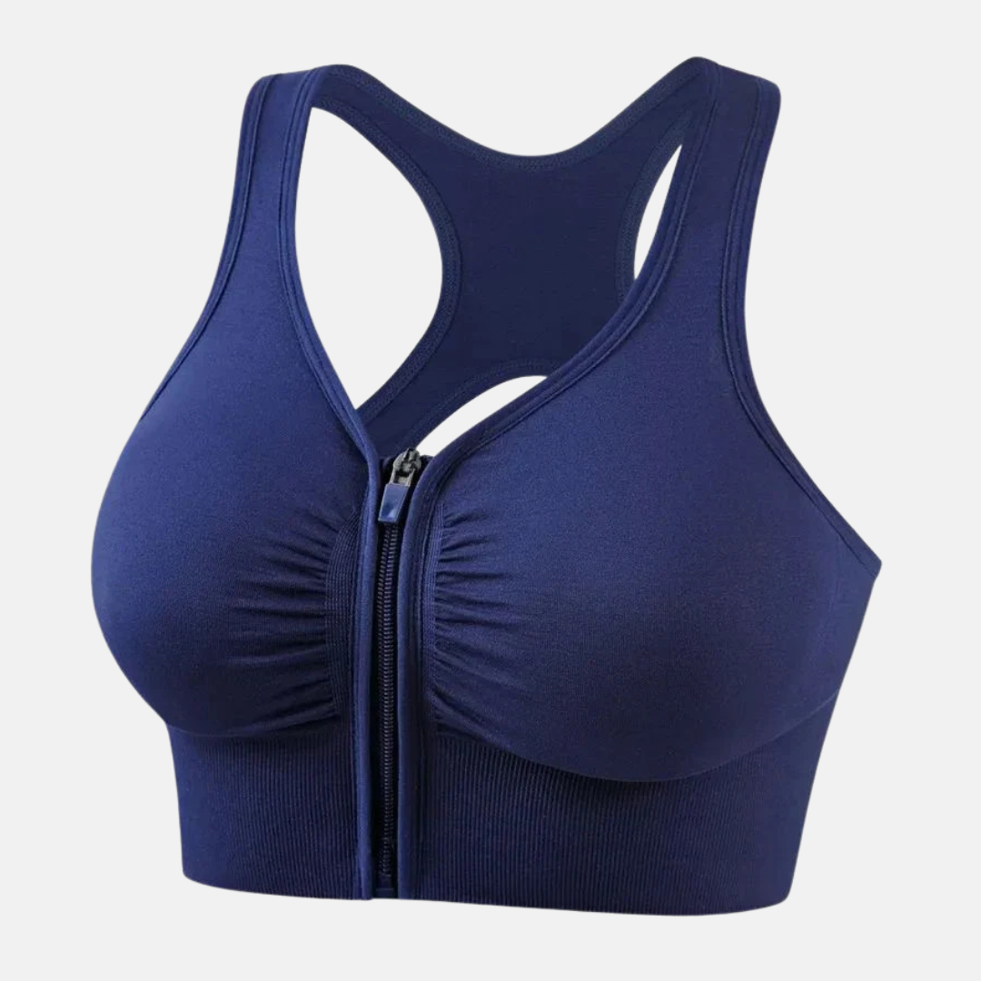 Women's sports bra – Optimal support – Zipper closure – Racerback