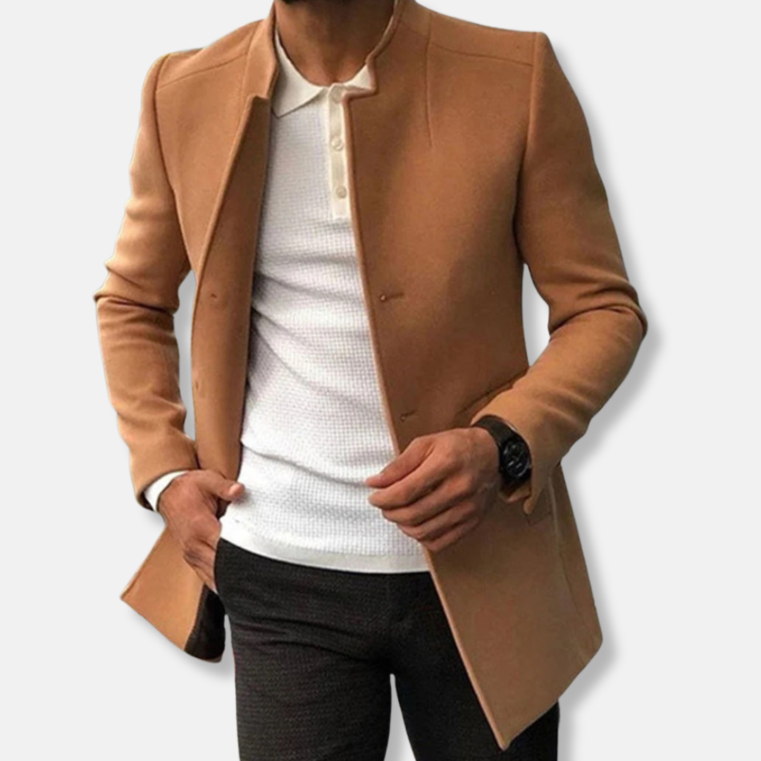 Samuel Wool Tailored Fit Overcoat | Stand Collar Overcoat