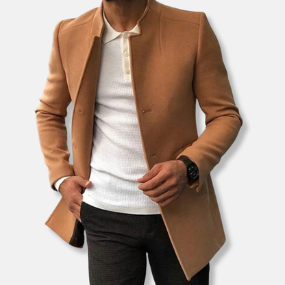 Samuel Wool Tailored Fit Overcoat | Stand Collar Overcoat