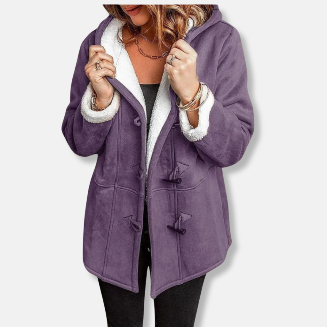 Emma Fleece Relaxed Fit Duffle Coat | Hooded Toggle Front Coat