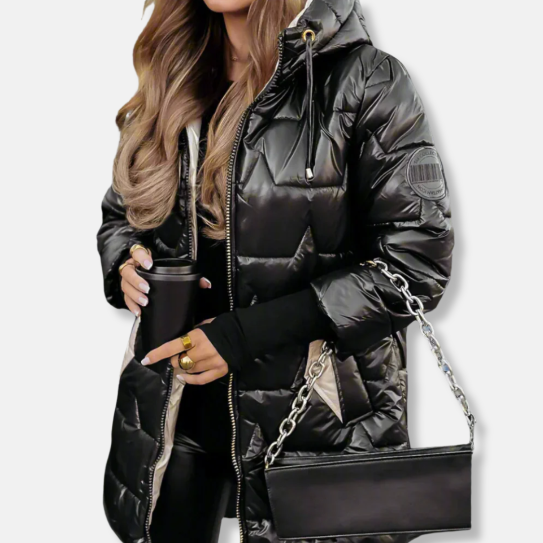 Alice Hooded Puffer Coat | Thigh-Length, Relaxed Fit Puffer Coat