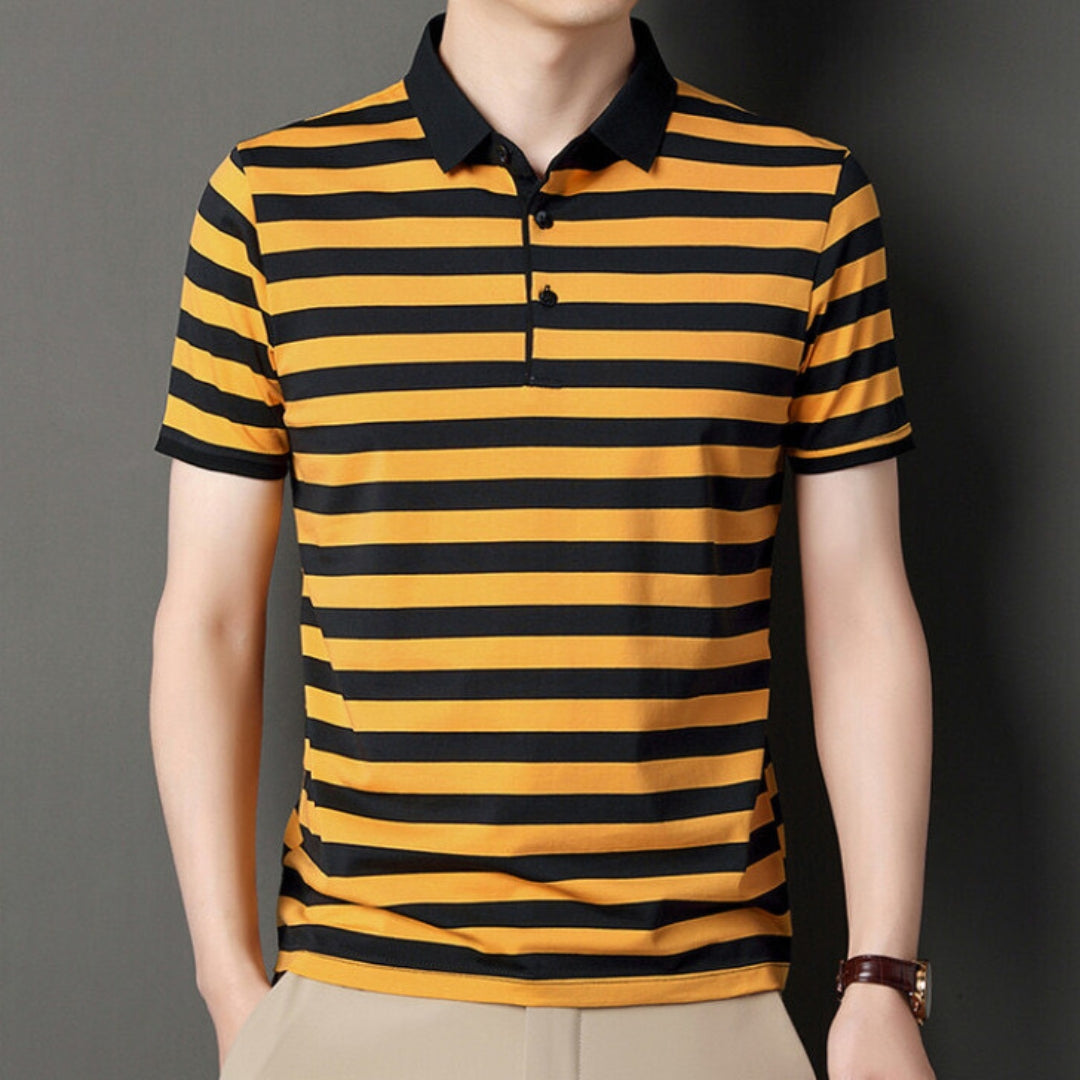 Men's polo – Slim fit – Soft knit – Short sleeves – Casual stripes