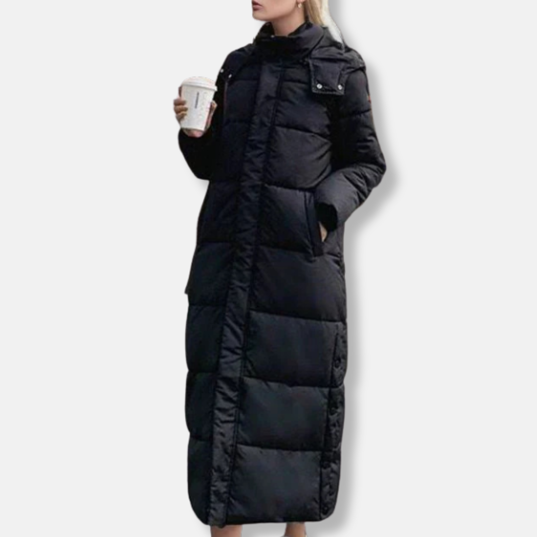 Women's Coat - Woven Fabric - Oversized Cut - Ankle Length - Stand Collar