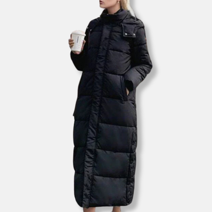 Women's Coat - Woven Fabric - Oversized Cut - Ankle Length - Stand Collar
