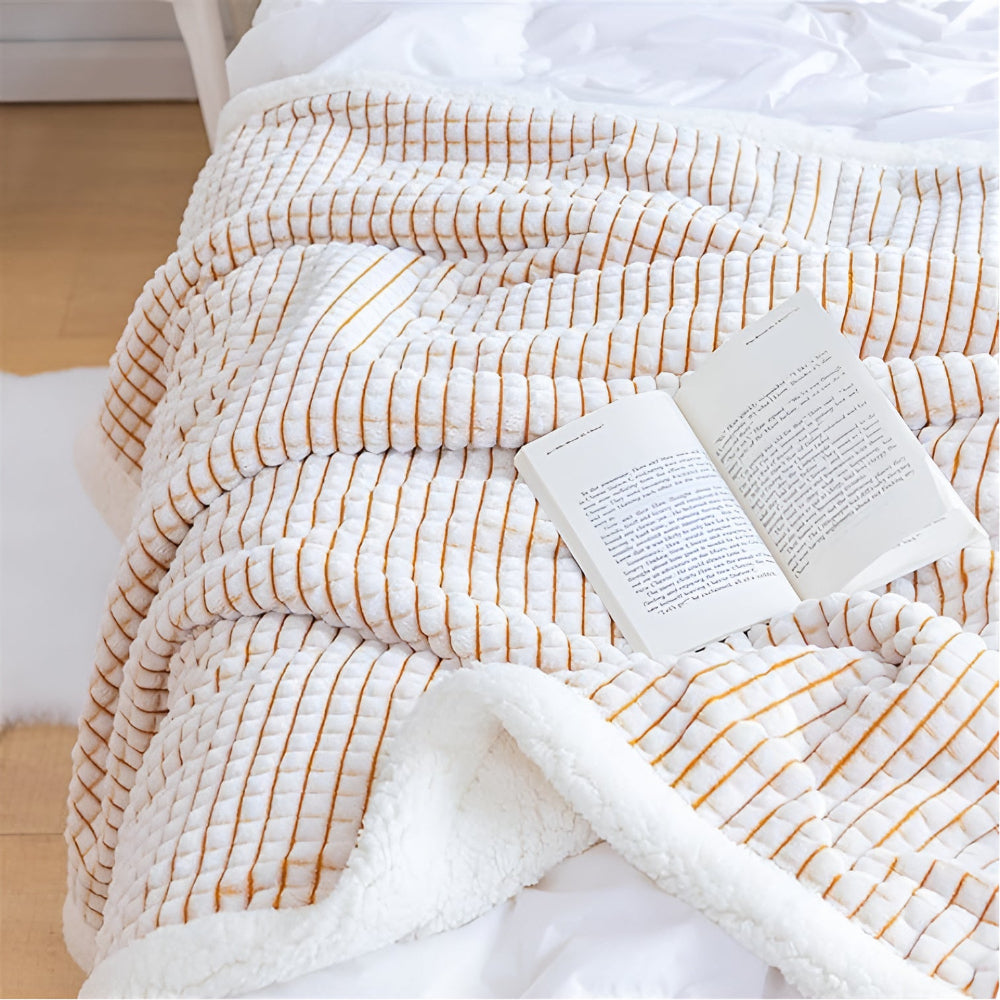 Sherpa Waffle Throw Blanket With Cozy Sherpa Lining