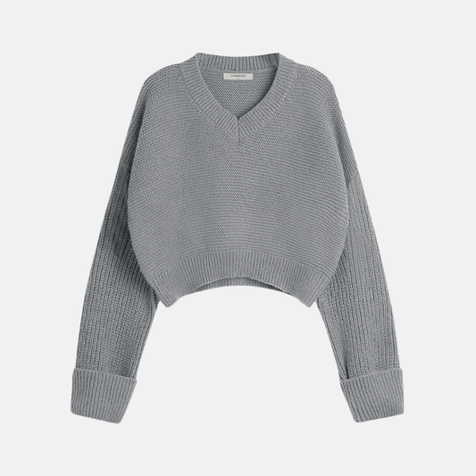Alessia Cropped V-Neck Sweater | Ribbed V-Neck Sweater