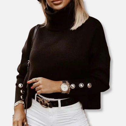 Elizabeth Wool Turtleneck Sweater | Cropped Ribbed Sweater
