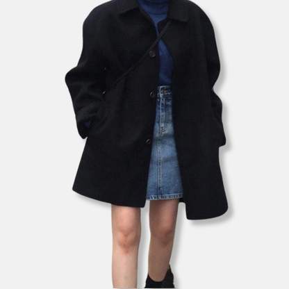 Caterina Wool Relaxed Fit Coat | Collared, Thigh-Length Coat