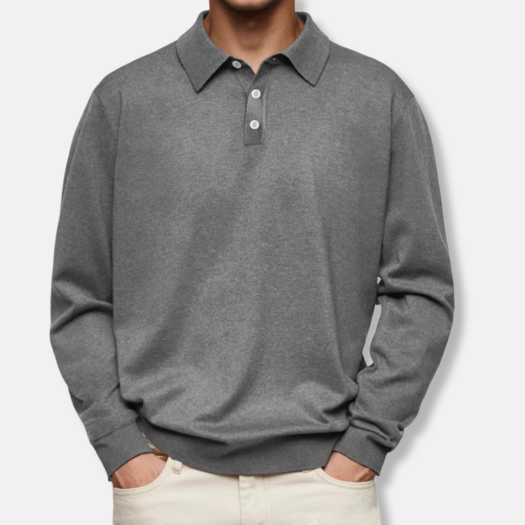 Giovanni Relaxed Fit Polo Shirt | Long Sleeve Collared Polo Shirt