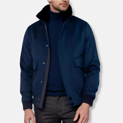 Valerio Wool Slim Fit Bomber Jacket | Zip Front Jacket