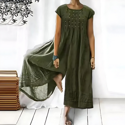 Women's jumpsuit – Loose fit – Wide legs – Soft cotton – Short sleeves