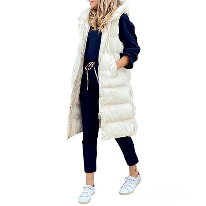 Chiara Hooded Puffer Vest | Quilted With Pockets Puffer Vest