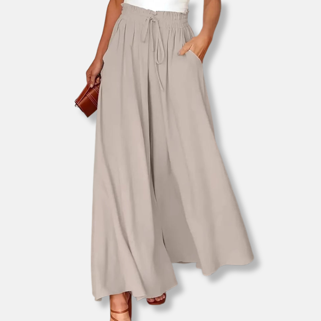 Wide women's pants – Flowy cut – Adjustable waist – Breathable fabric – Polka dot print