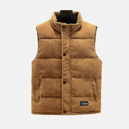 Roberto Corduroy Puffer Vest | Quilted Stand Collar Vest