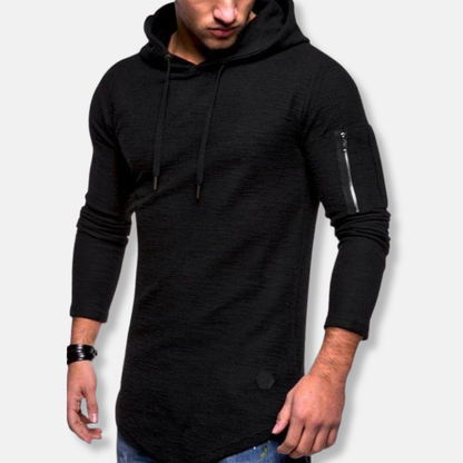 Tommaso Slim Fit Hoodie | Textured, Curved Hem Hoodie