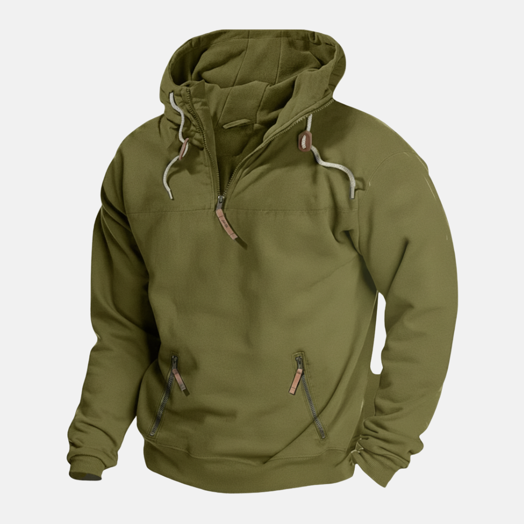 Samuel Half-Zip Hoodie | Relaxed Fit Zipper Pockets Hoodie