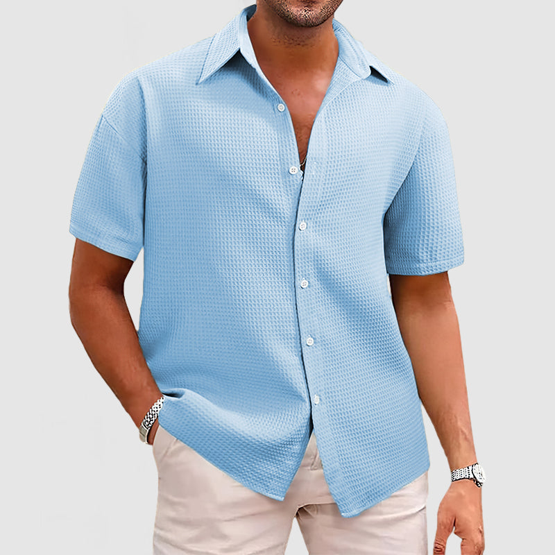 Men's short-sleeve shirt – Relaxed fit – Textured knit – Breathable fabric