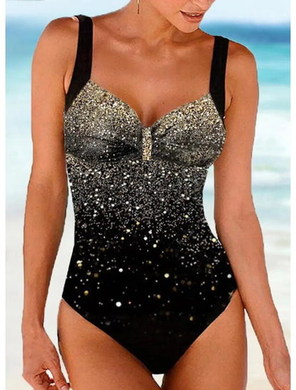Women's 1-piece swimsuit – Shaping cut – Built-in bra – Shiny sequins