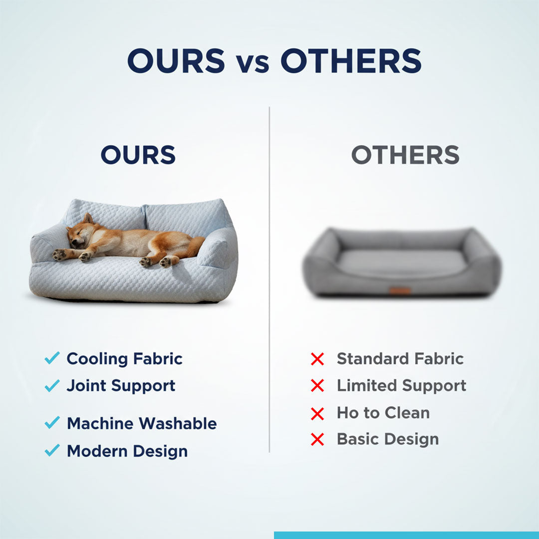 Quilted Fabric Dog Sofa With Supportive Armrests