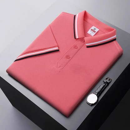 Men's polo – Regular fit – Breathable fabric – Striped collar casual style