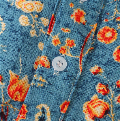 Men's short-sleeve shirt – Relaxed fit – Mao collar – Floral print – Breathable fabric