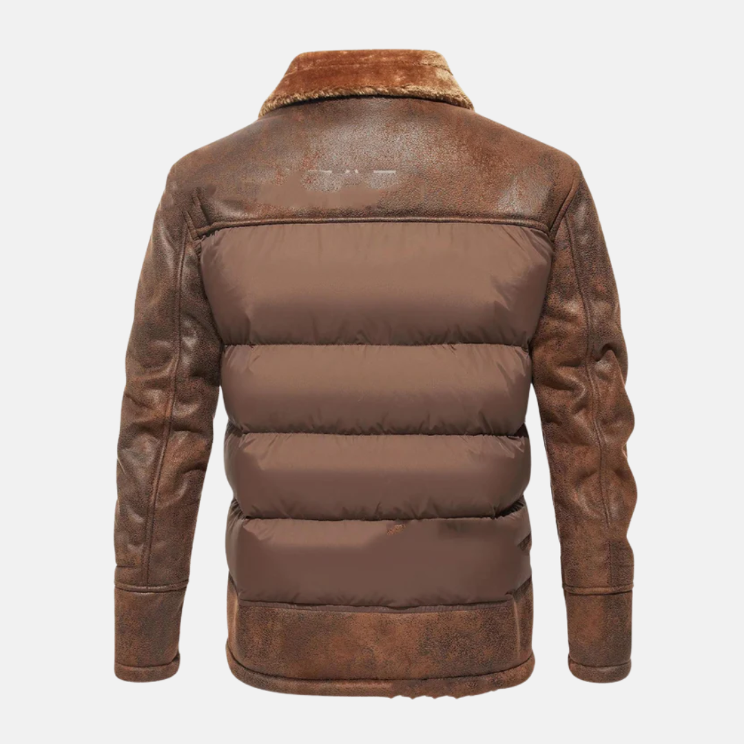 Antonio Leather Quilted Aviator Jacket | Fur Trim Aviator Jacket