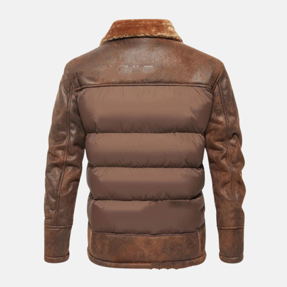 Antonio Leather Quilted Aviator Jacket | Fur Trim Aviator Jacket