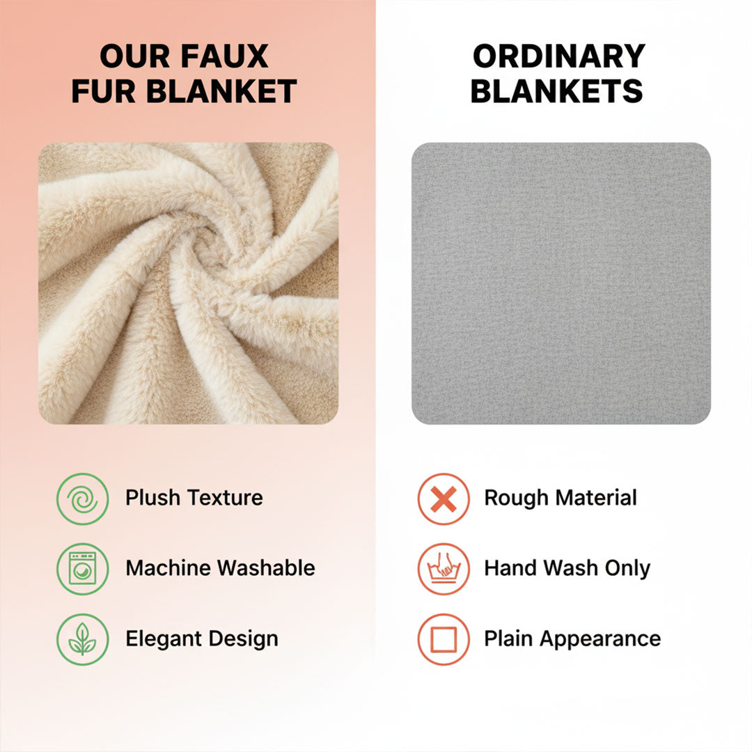 Textured Faux Fur Throw Blanket With Elegant Design