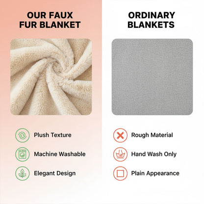 Textured Faux Fur Throw Blanket With Elegant Design