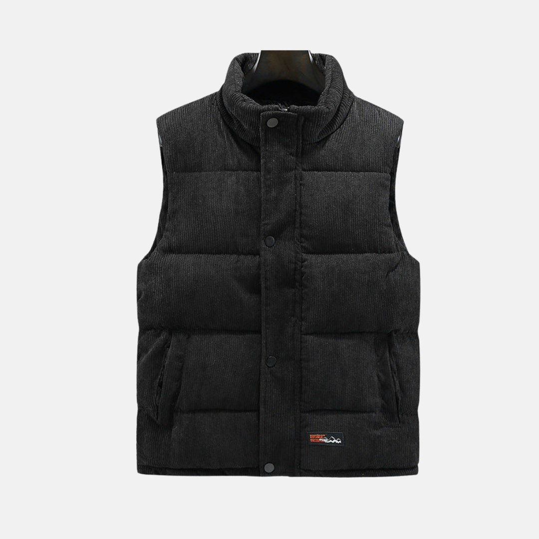 Roberto Corduroy Puffer Vest | Quilted Stand Collar Vest