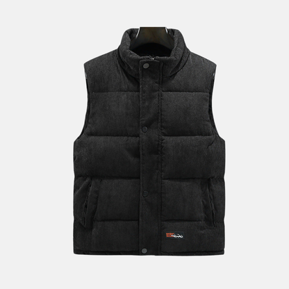 Roberto Corduroy Puffer Vest | Quilted Stand Collar Vest