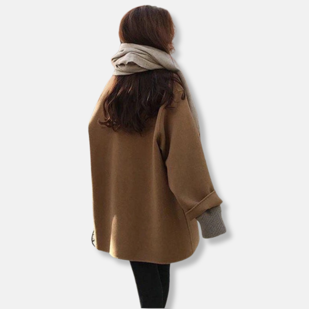 Caterina Wool Relaxed Fit Coat | Collared, Thigh-Length Coat