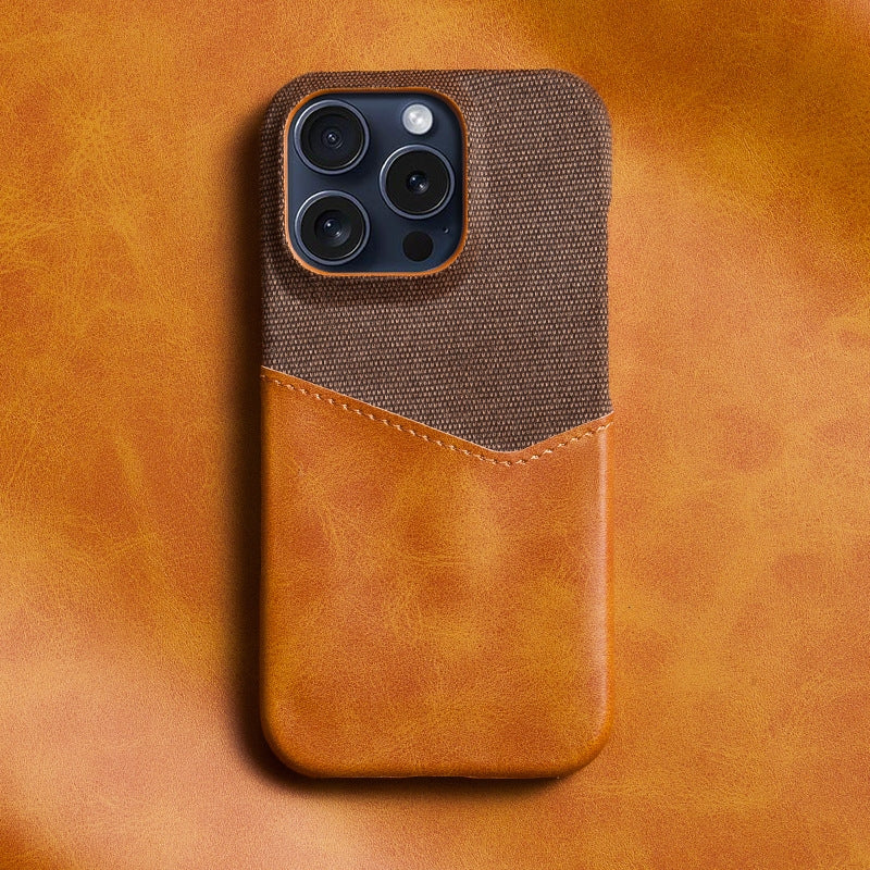 Leather Card Holder Phone Case With Textured Finish