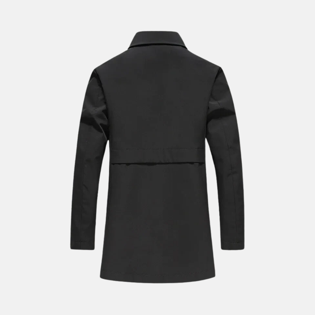 Men's mid-length jacket – Slim fit – Notched collar – Checked lining – Buttons