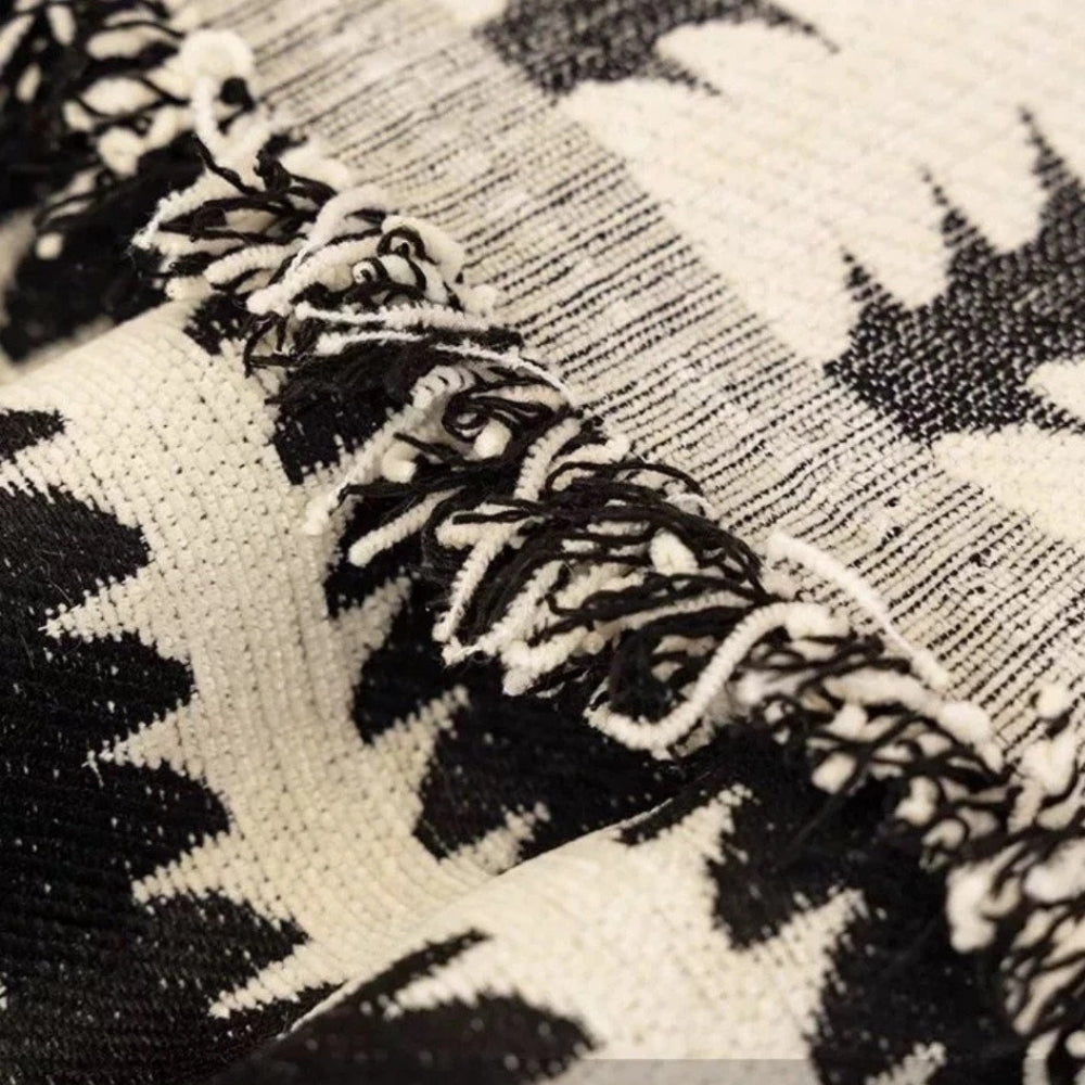 Tufted Chenille Tassel-Trim Sofa Cover