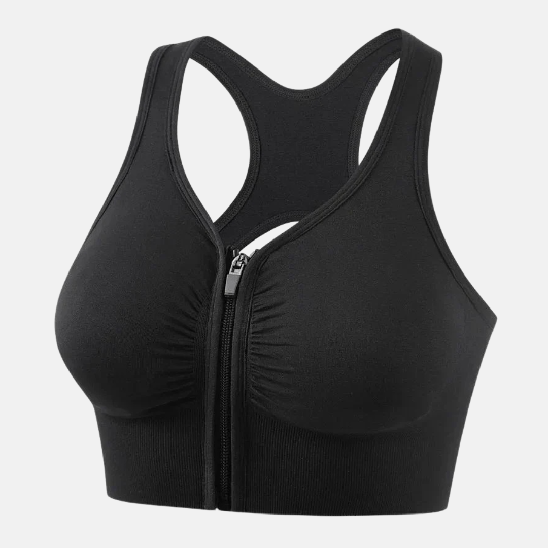 Women's sports bra – Optimal support – Zipper closure – Racerback