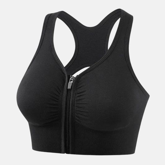 Women's sports bra – Optimal support – Zipper closure – Racerback