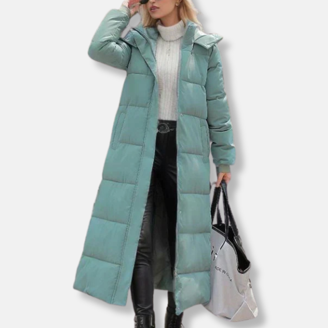 Women's Coat - Woven Fabric - Oversized Cut - Ankle Length - Stand Collar