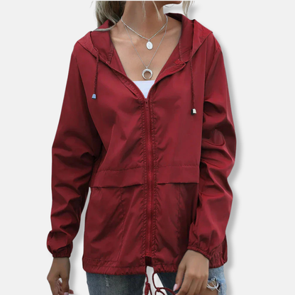 Women's hooded jacket – Lightweight fabric – Loose fit – Adjustable drawcord – Front zip
