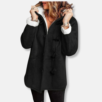 Emma Fleece Relaxed Fit Duffle Coat | Hooded Toggle Front Coat